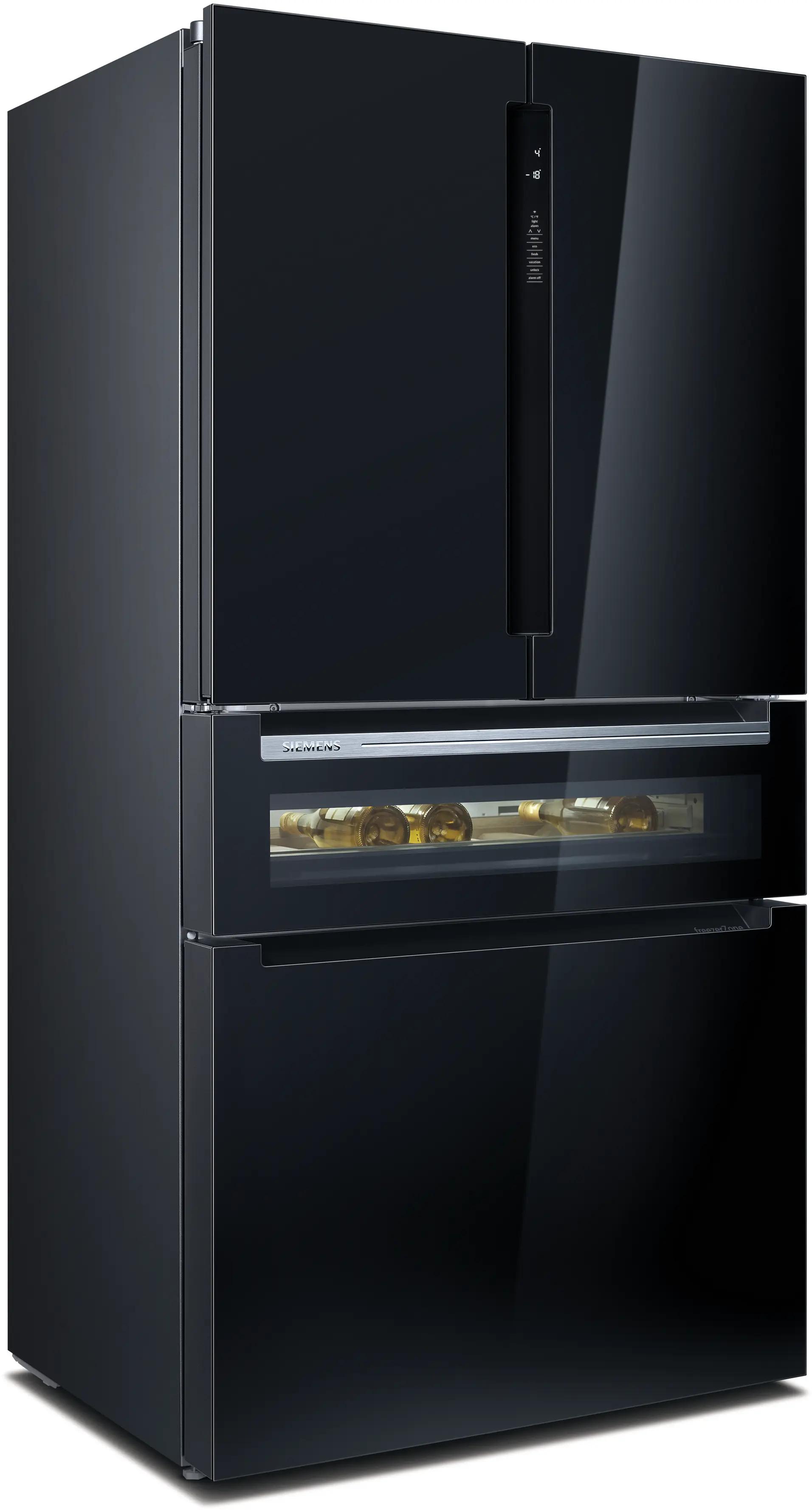 SIEMENS iQ700 Gardırop Tipi Buzdolabı, Cam Kapı 183 x 90.5 cm Siyah, Total noFrost KF96RSBEA