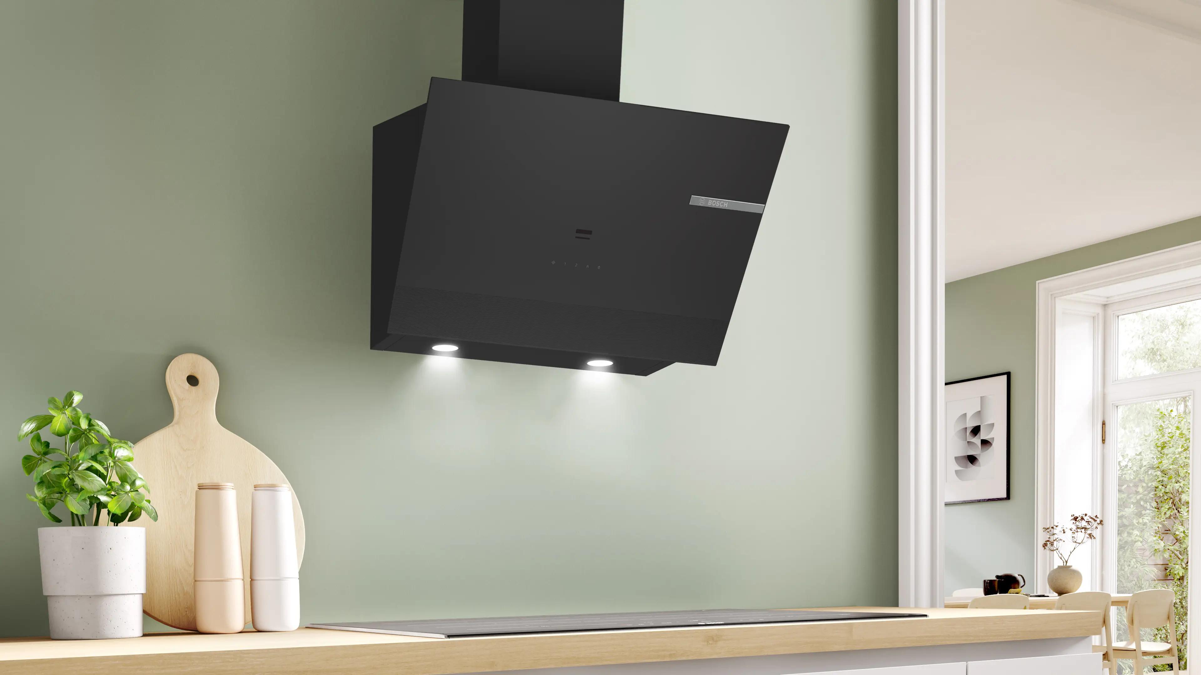 Bosch Serie 6 Duvar Tipi Davlumbaz 60 cm Siyah Cam, Siyah DWK67PJ60T - görsel 2