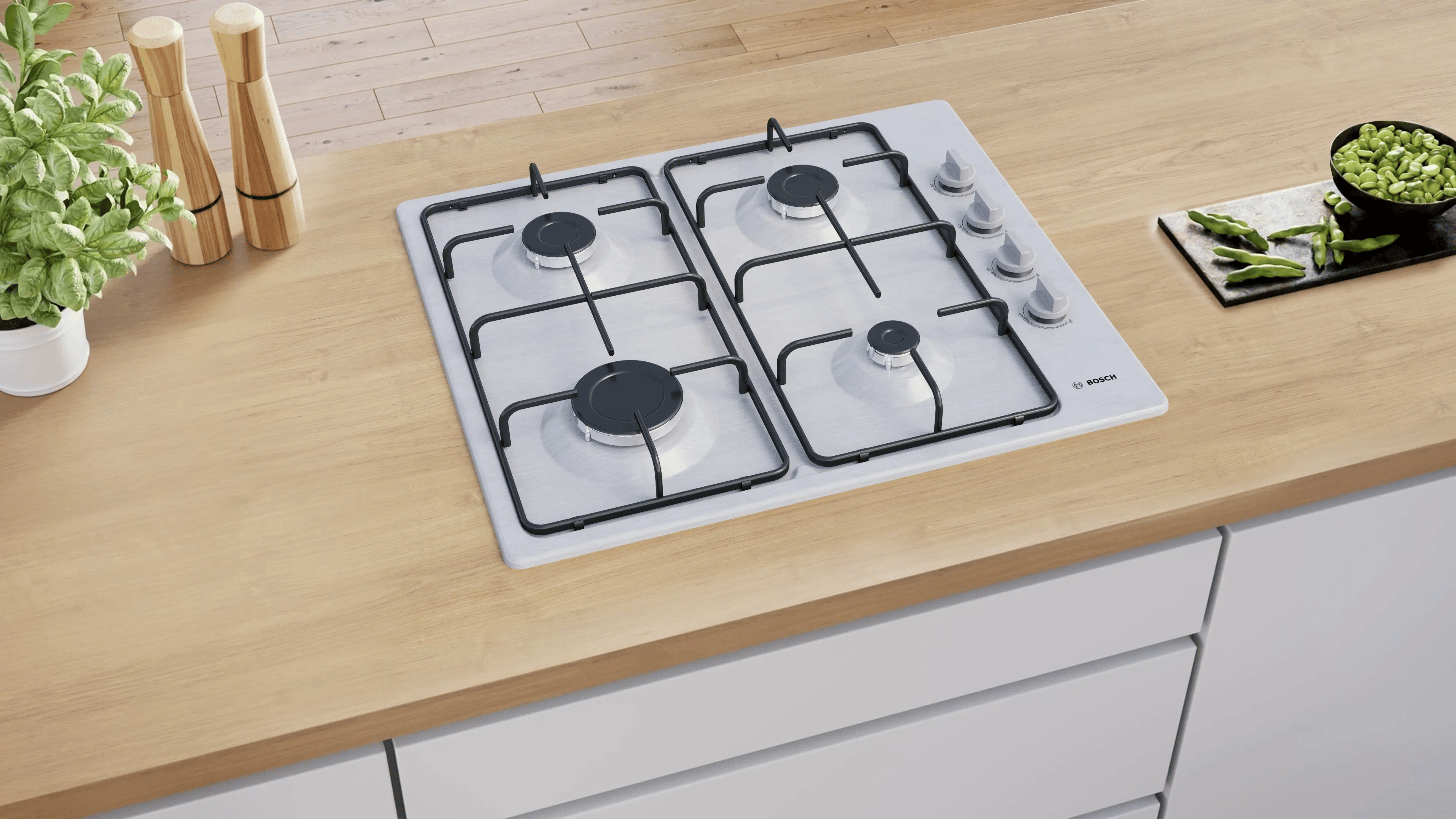 Bosch Serie 2 Gazlı Ocak 60 cm Paslanmaz çelik PBP6C5K80O - görsel 3