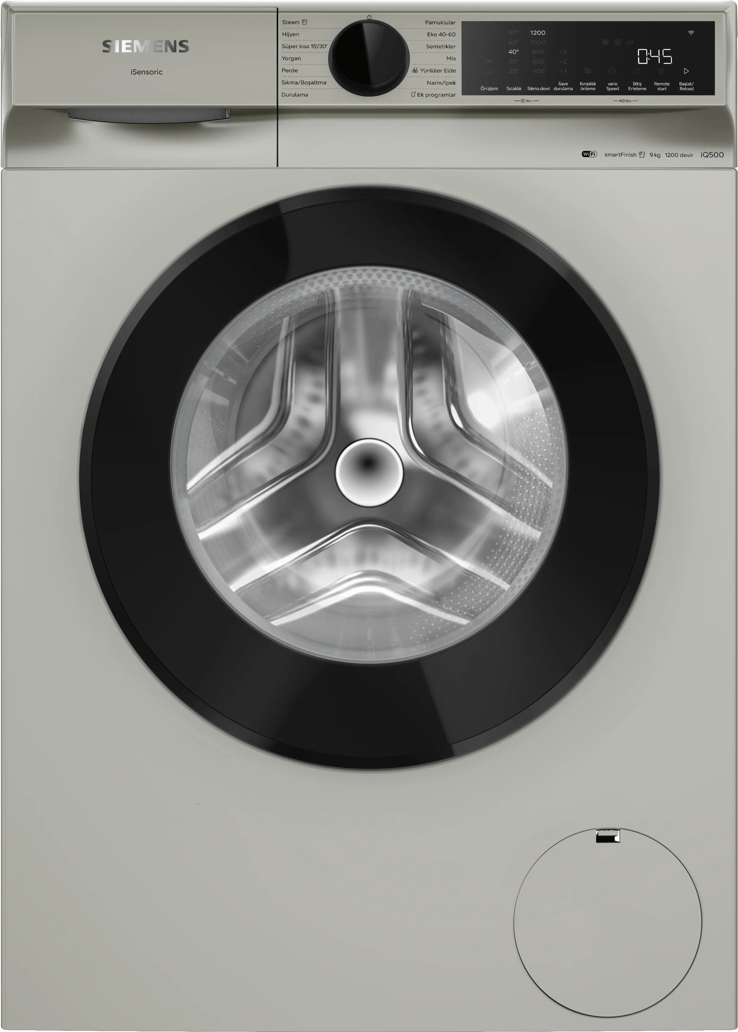 SIEMENS iQ500 Çamaşır Makinesi 9 kg maks. 1200 dev./dak., Gümüş WG42K2ZXTR
