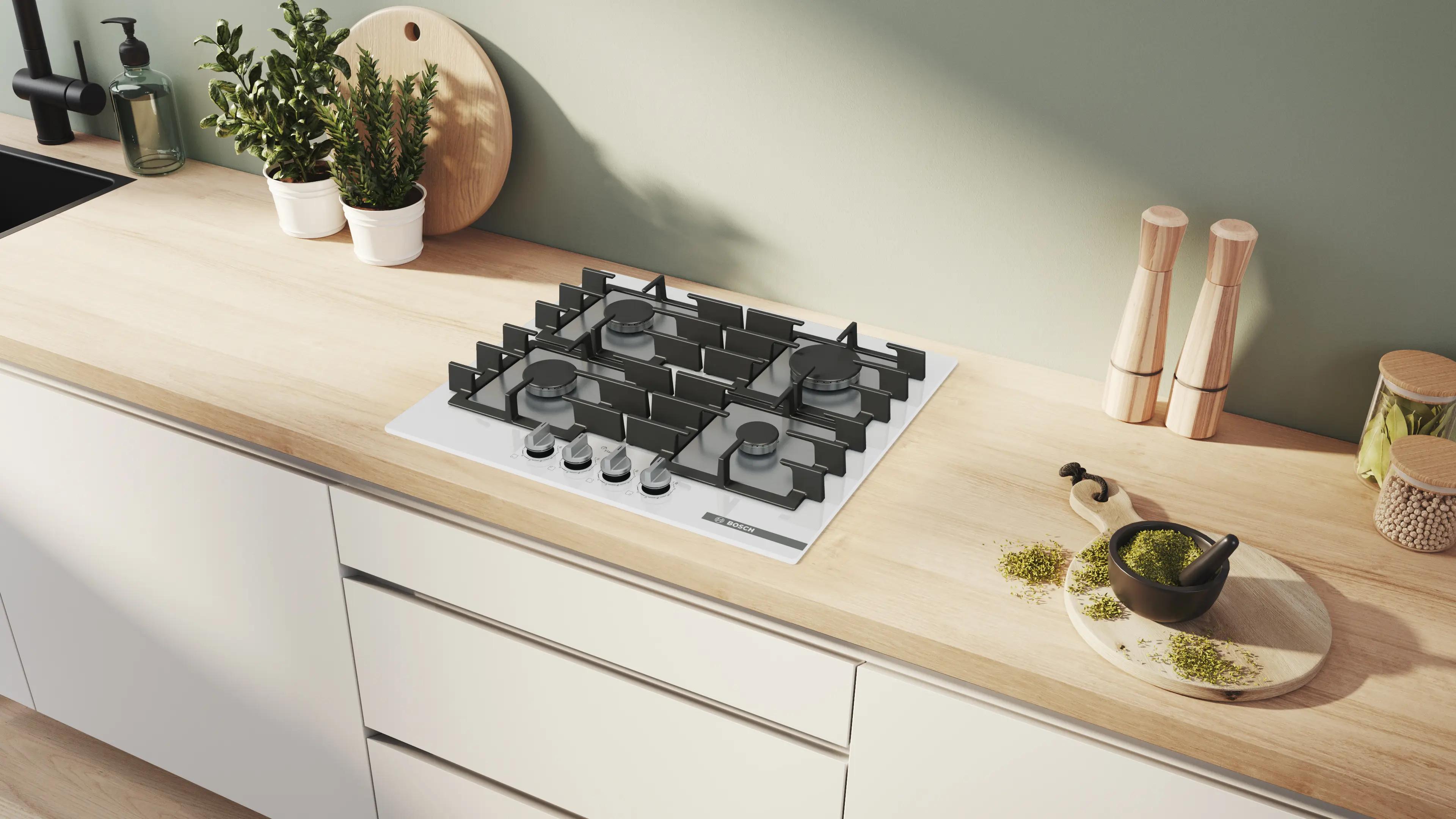 Bosch Serie 6 Gazlı Ocak 60 cm Sert cam, Beyaz PPP6A2I40O - görsel 2