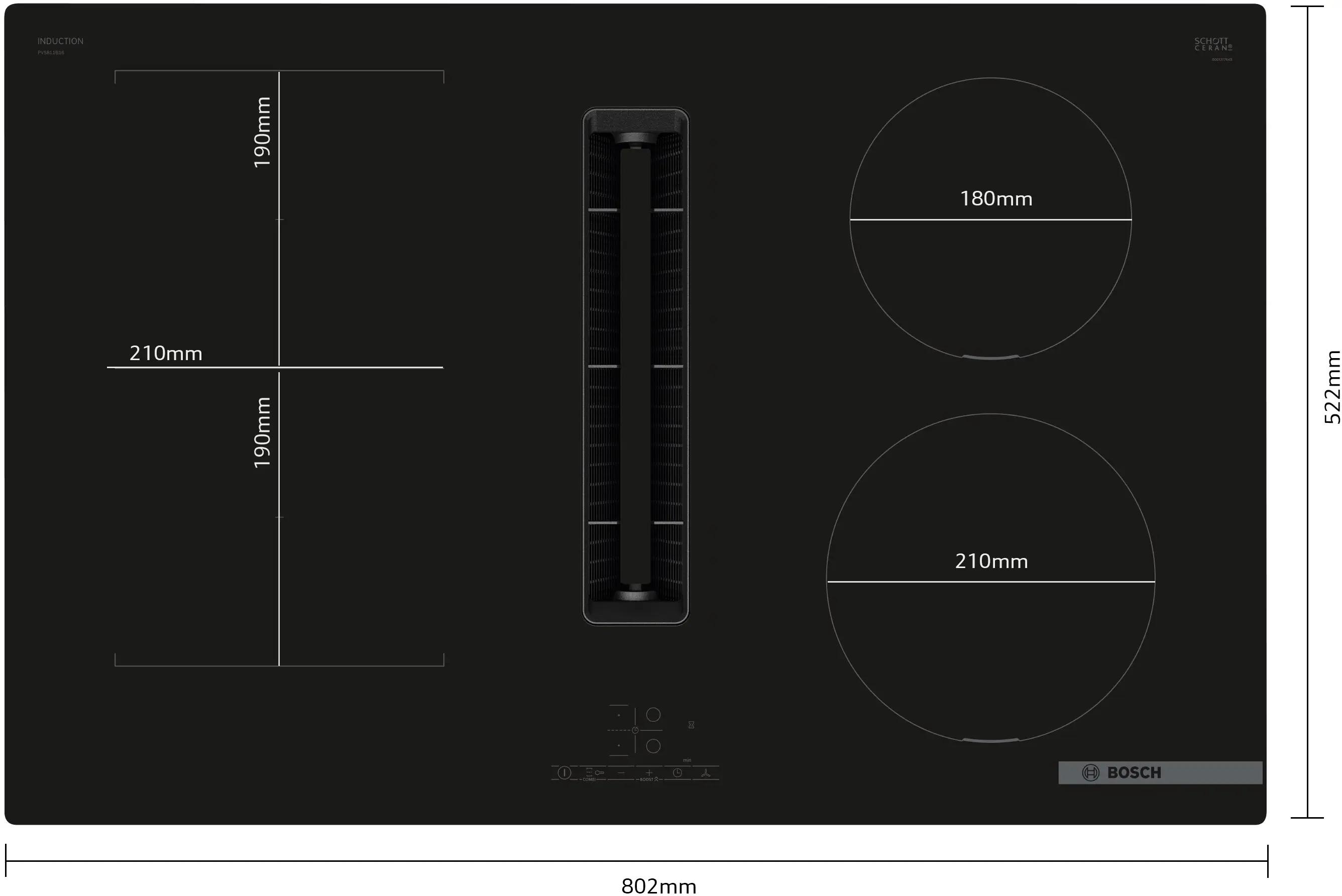 Bosch Serie 4 Davlumbaz Entegreli İndüksiyon Ocak,, 80 cm Çerçevesiz Yüzey PVS811B16E - görsel 3