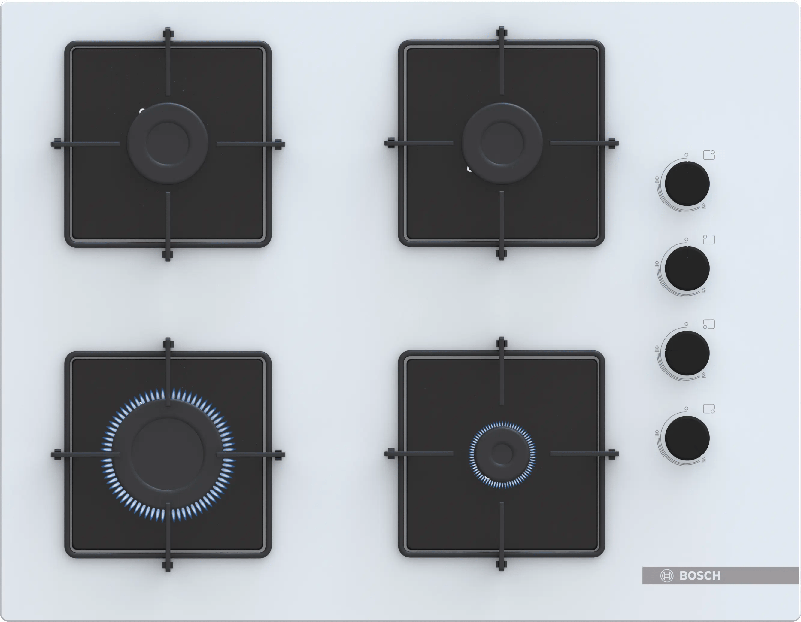 Bosch Serie 4 Gazlı Ocak 67 cm Sert cam, Beyaz POP7C2P31O