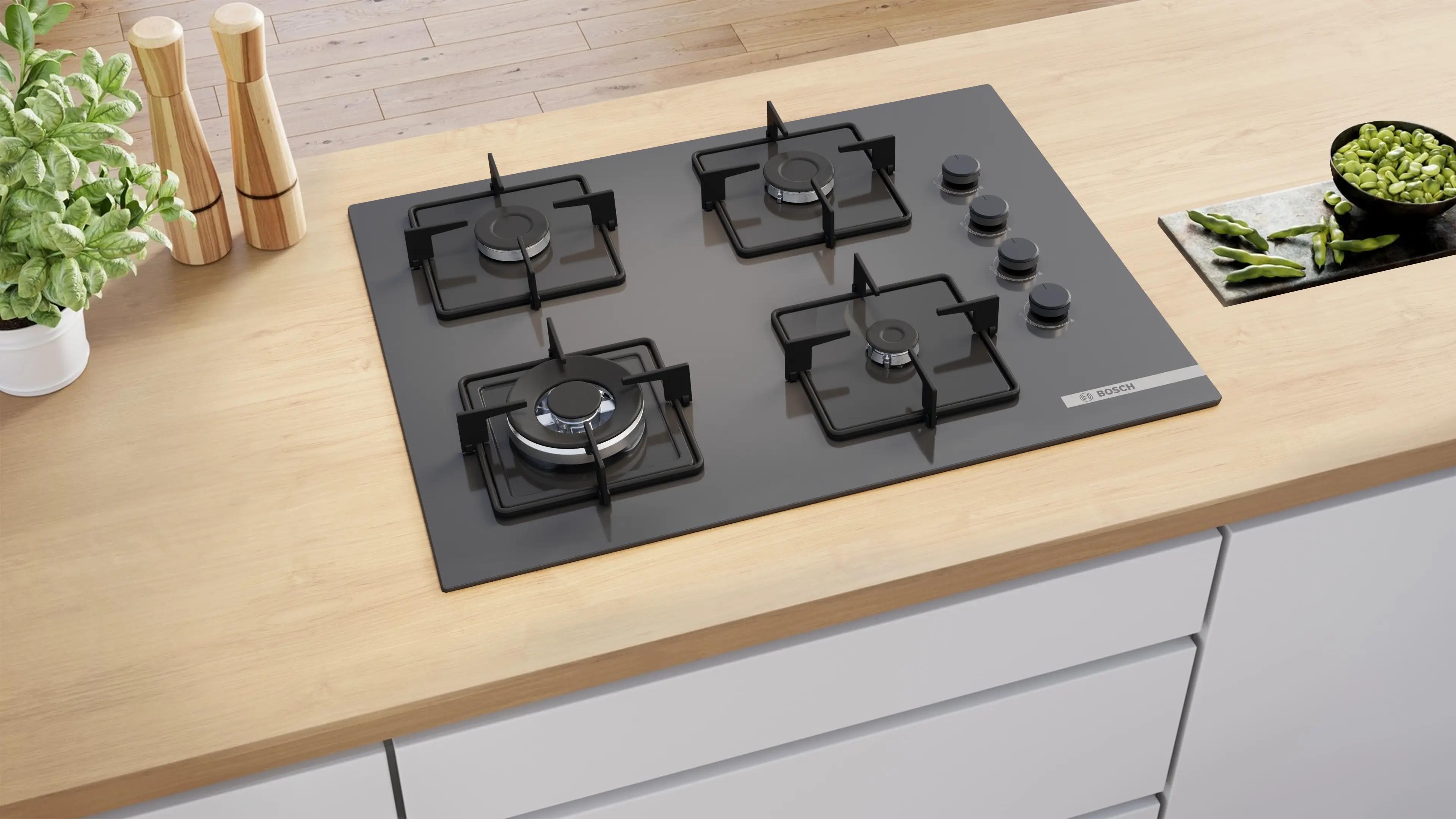 Bosch Serie 4 Gazlı Ocak 67 cm Sert cam, Antrasit gri POH7C9P31O - görsel 4