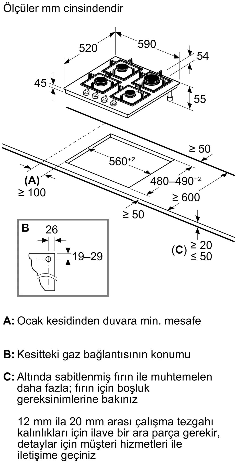 Bosch Serie 8 Gazlı Ocak 60 cm Sert cam, Siyah PRP6A6H40 - görsel 2