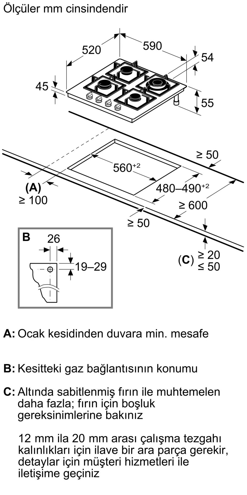 Bosch Serie 4 Gazlı Ocak 67 cm Sert cam, Siyah POH7C6P31O - görsel 5