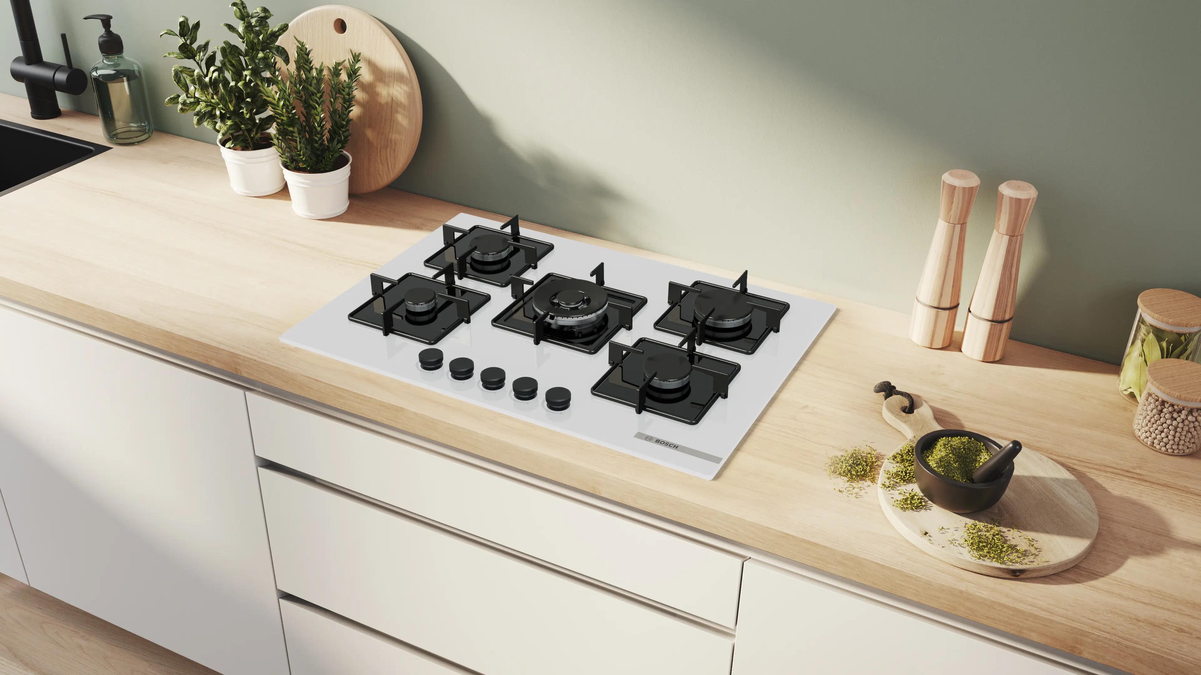 Bosch Serie 4 Gazlı Ocak 75 cm Sert cam, Beyaz PNQ7B2P31O - görsel 4