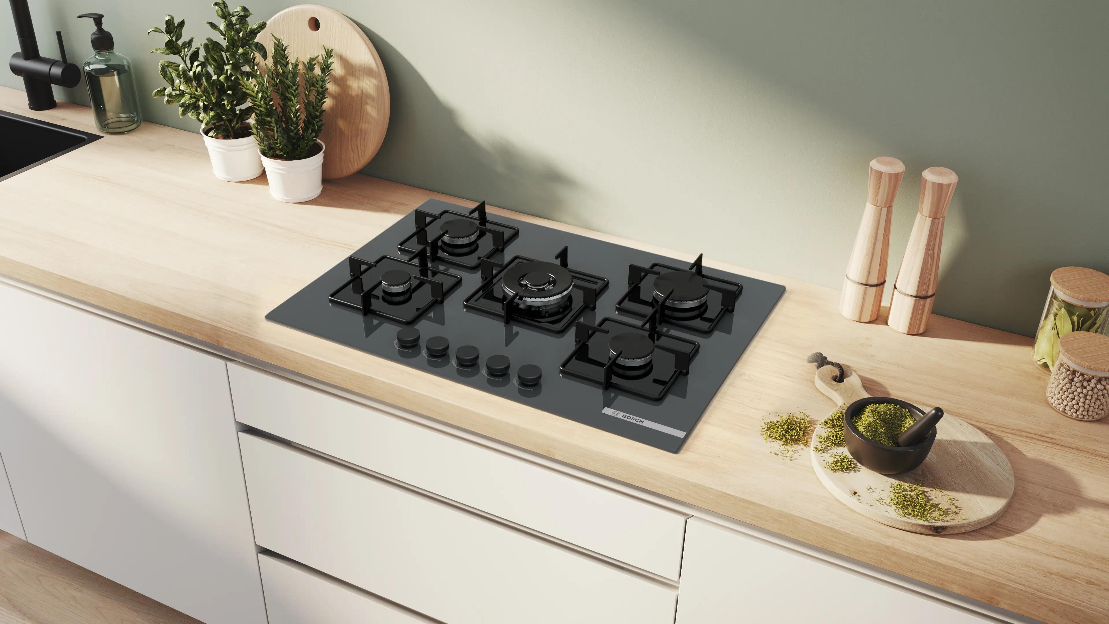 Bosch Serie 4 Gazlı Ocak 75 cm Sert cam, Antrasit gri PNQ7B9P31O - görsel 2