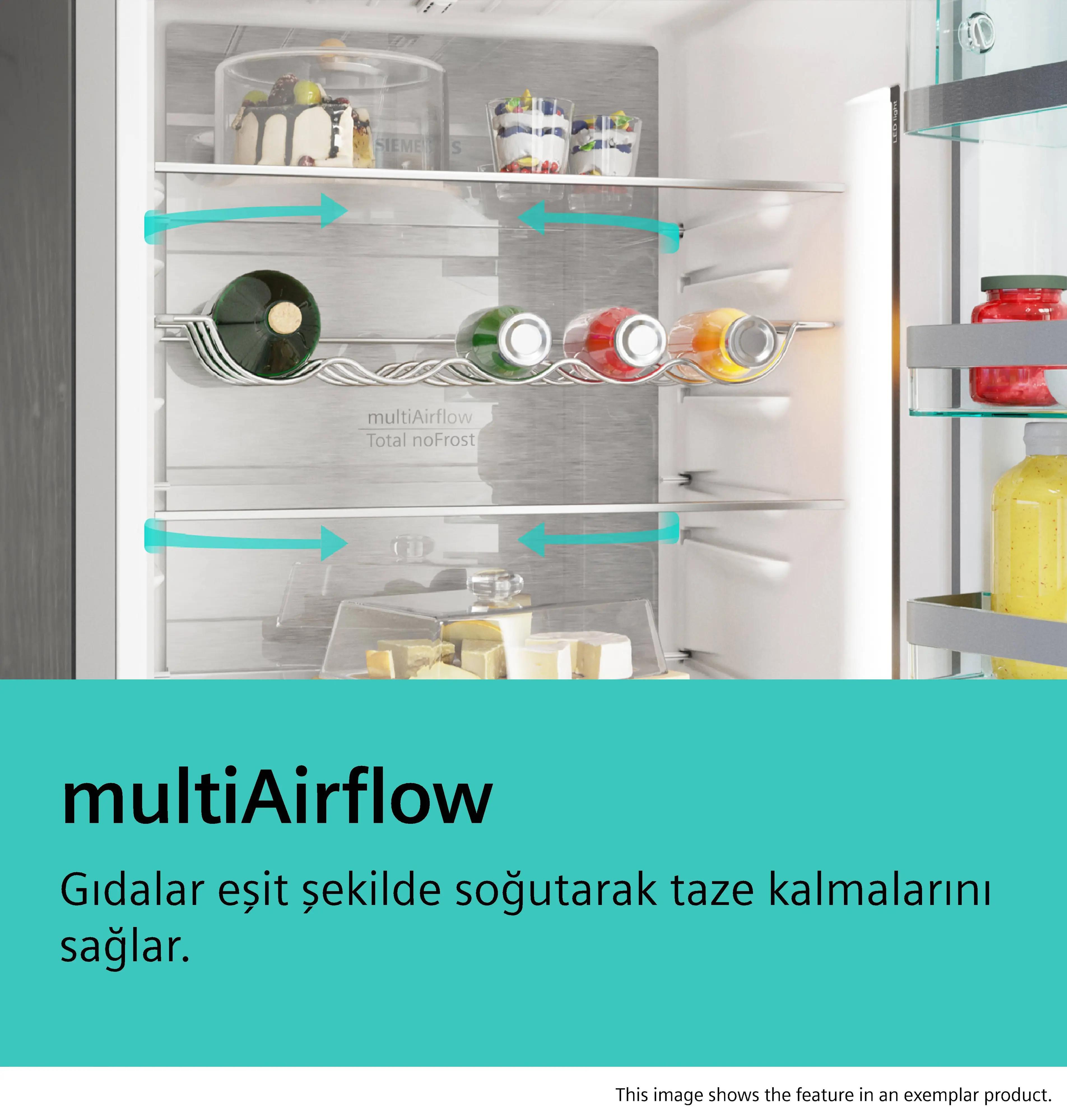 SIEMENS iQ700 Gardırop Tipi Buzdolabı, Cam Kapı 183 x 90.5 cm Siyah, Total noFrost KF96RSBEA - görsel 3