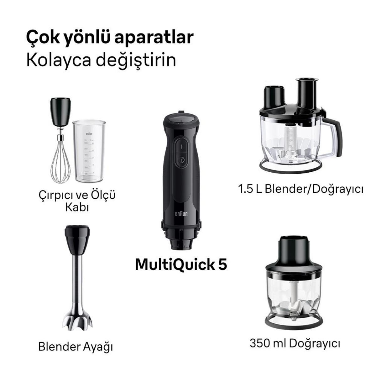BRAUN MultiQuick MQ50813M 5 1000 W Blender Seti Siyah - görsel 3