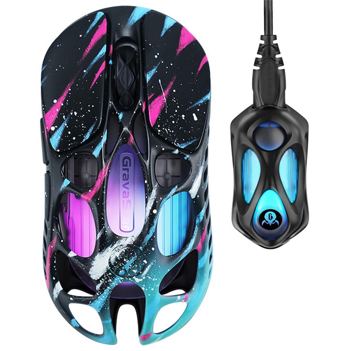 GRAVASTAR Mercury XPro RGB 32K DPI Optik 8K Dongle Kablosuz Gaming Mouse Neon Graffiti