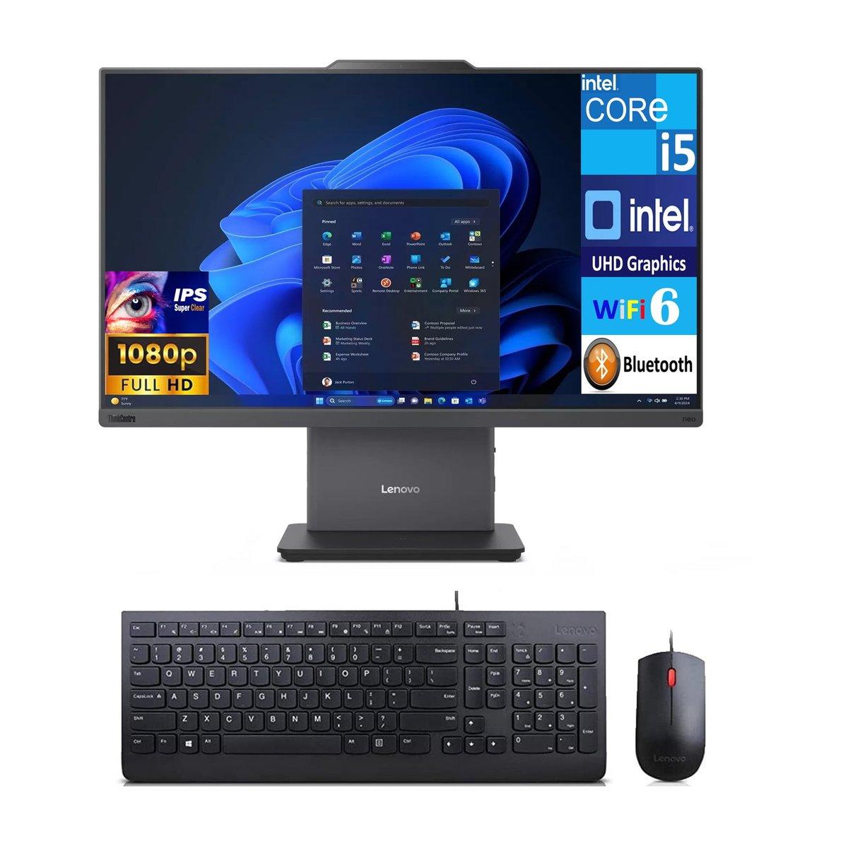Lenovo ThinkCentre Neo 50a 24 Gen 5 All-in-One - Intel Core i5-13420H · Intel UHD Graphics · 8GB RAM · 512GB SSD · 23.8" FHD · FreeDOS · Gri, Gri - görsel 2