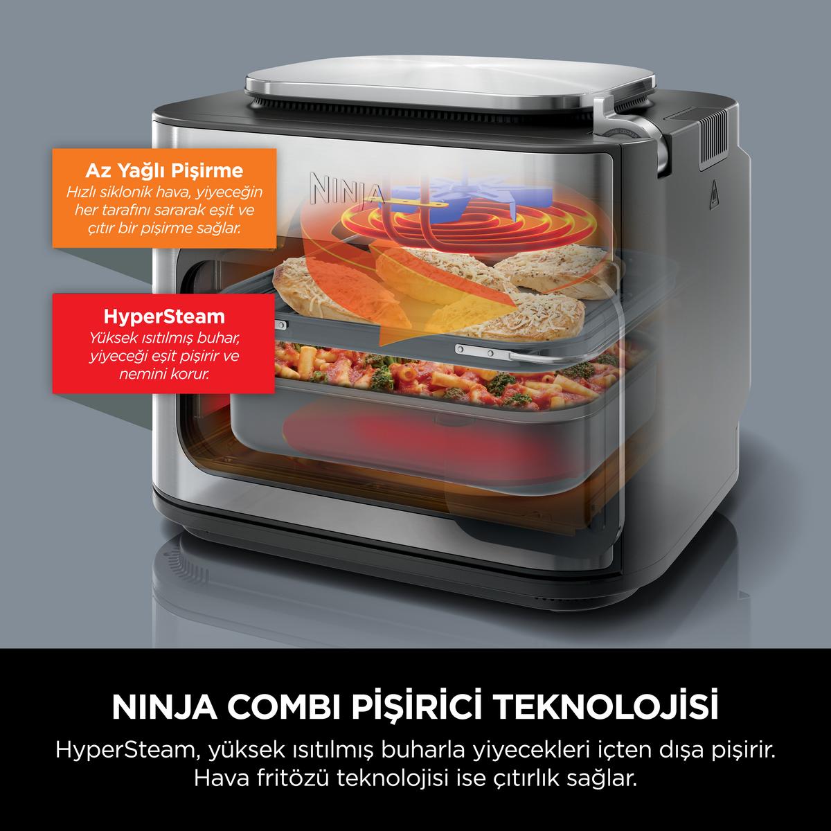 NINJA Combi All In One Multicooker Fırın ve Az Yağlı Pişirici Gri - görsel 3