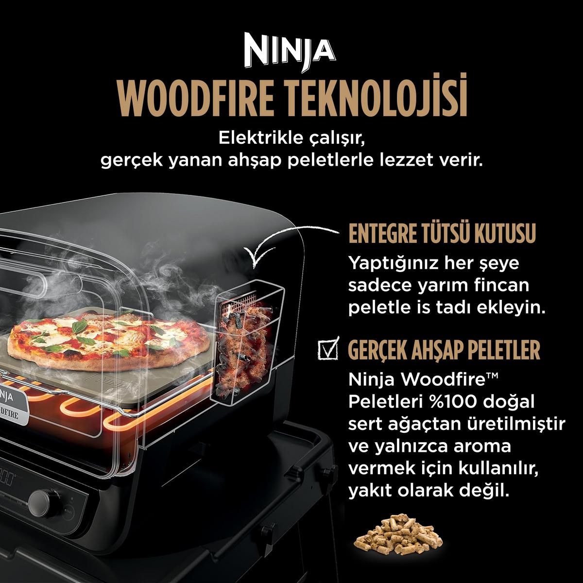 NINJA Woodfire Elektrikli Outdoor Fırın Artisan Pizza Maker ve BBQ Smoker - görsel 3