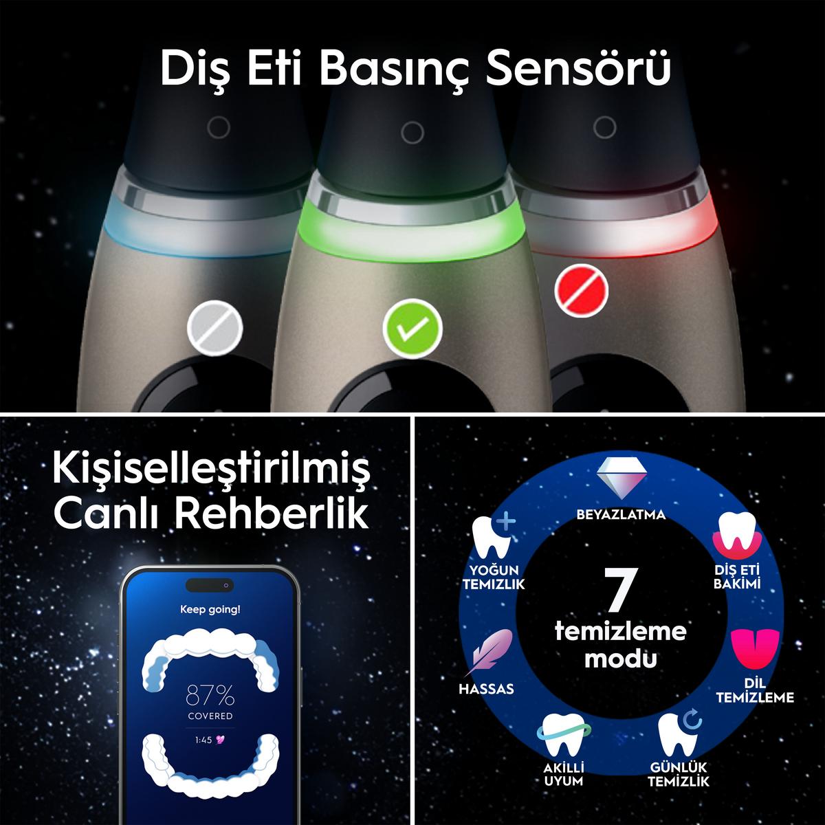 ORAL B iO 10 Şarjlı Diş Fırçası Gold + Manyetik Şarj + Seyahat Kabı - görsel 4