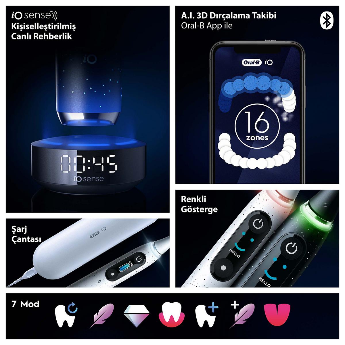 ORAL B iO 10 Şarjlı Diş Fırçası Siyah + Manyetik Şarj + Seyahat Kabı - görsel 2
