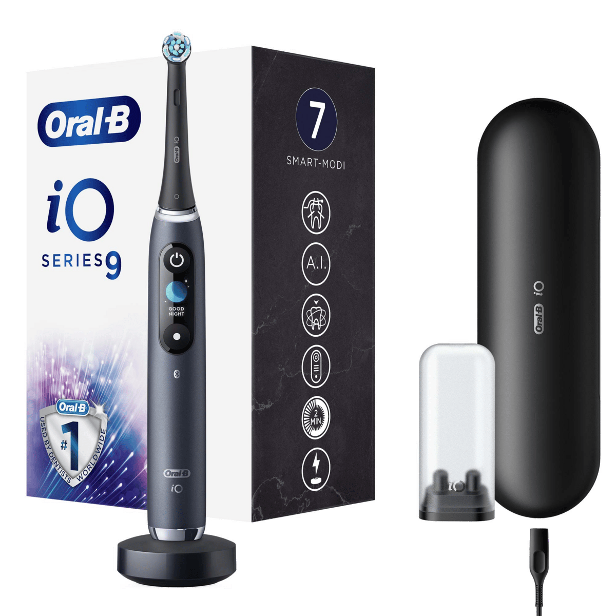 ORAL B iO 9 Şarjlı Diş Fırçası Siyah+Manyetik Şarj+Seyahat Kabı