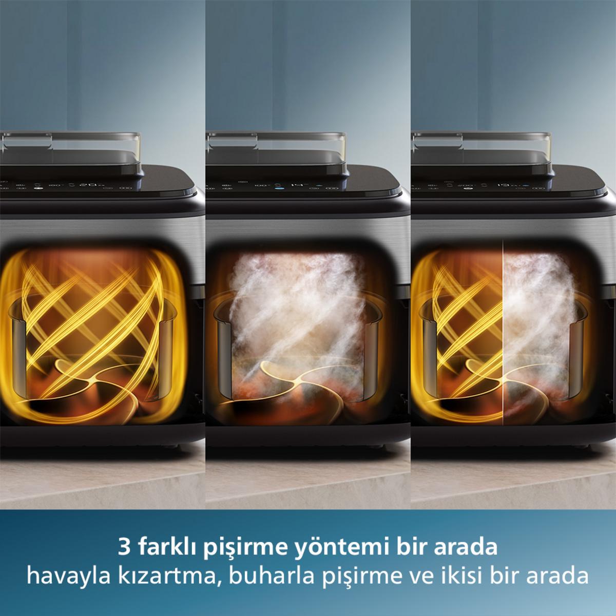PHILIPS NA555/00 5000 Serisi Çift Hazneli Airfryer - görsel 2