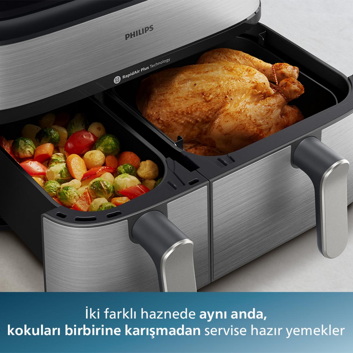 PHILIPS NA555/00 5000 Serisi Çift Hazneli Airfryer - görsel 3