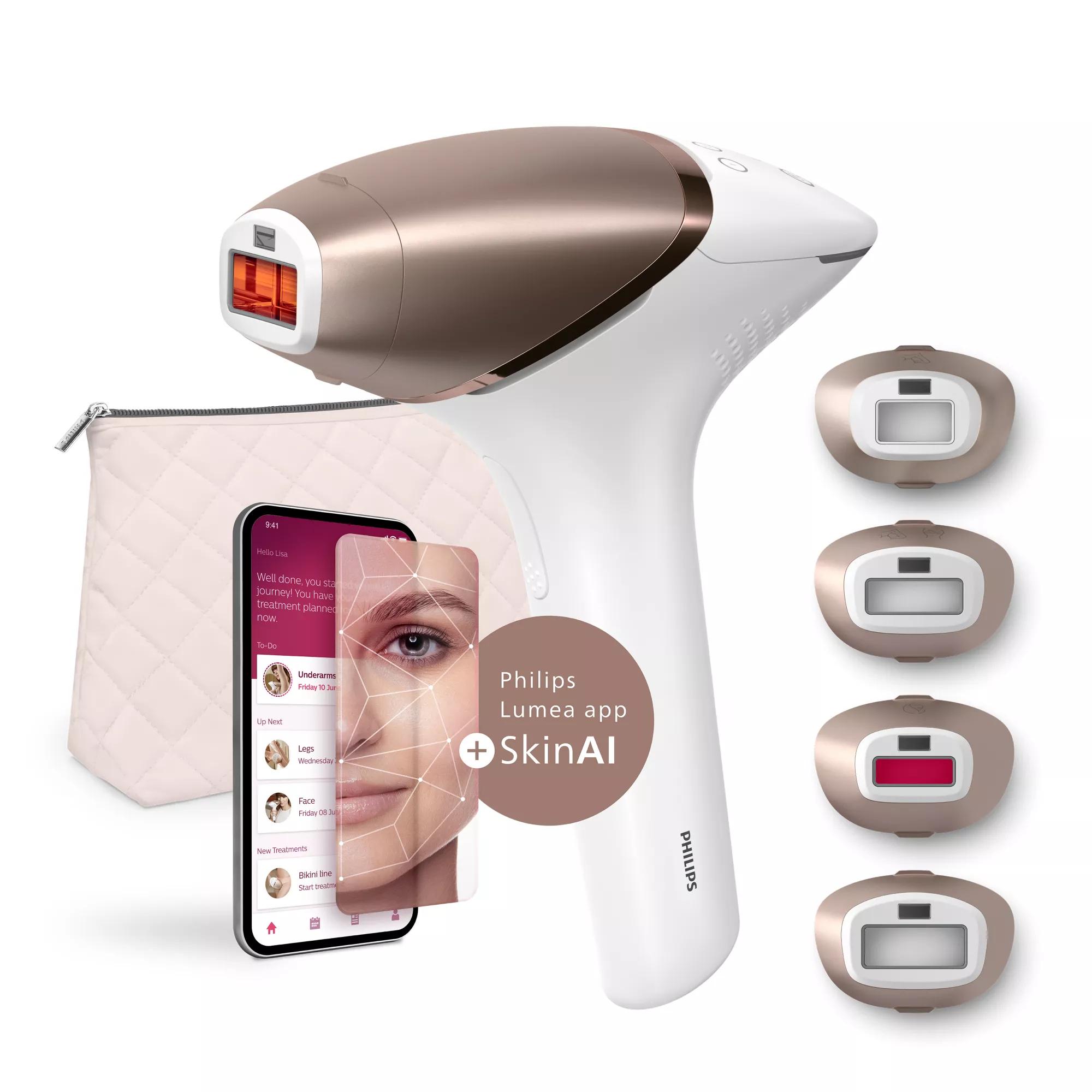 PHILIPS Lumea 9900 Serisi BRI951/03 IPL Tüy Alma, SkinAI, Vücut, Yüz, Koltuk altı, Bikini, 4 Başlık, Çanta