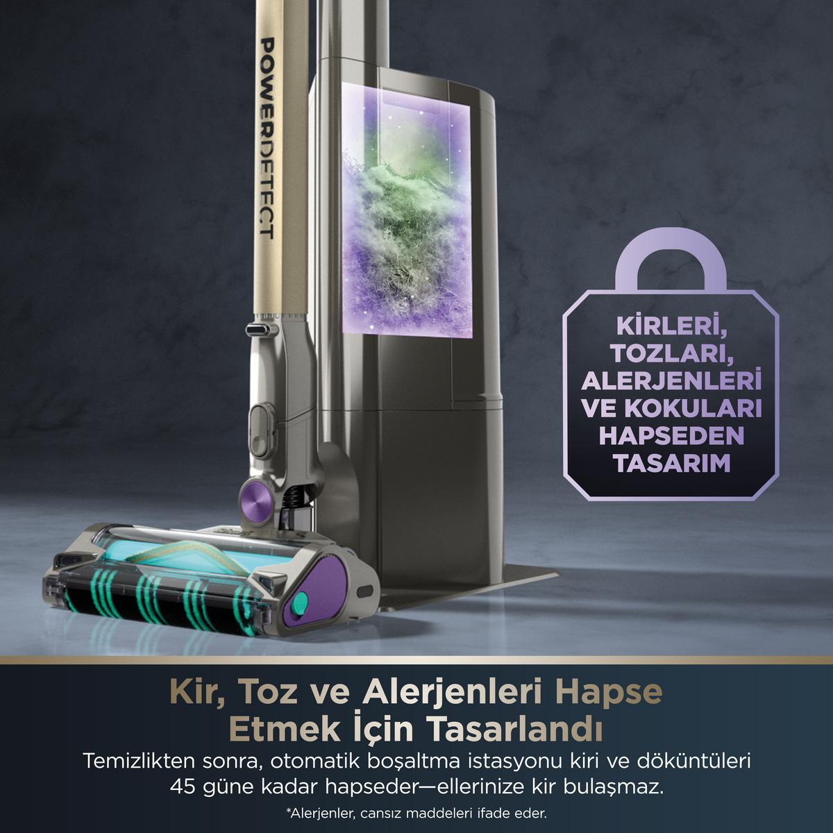 SHARK Power Detect Clean & Empty Şarjlı Dikey Süpürge Koyu Gri - görsel 3