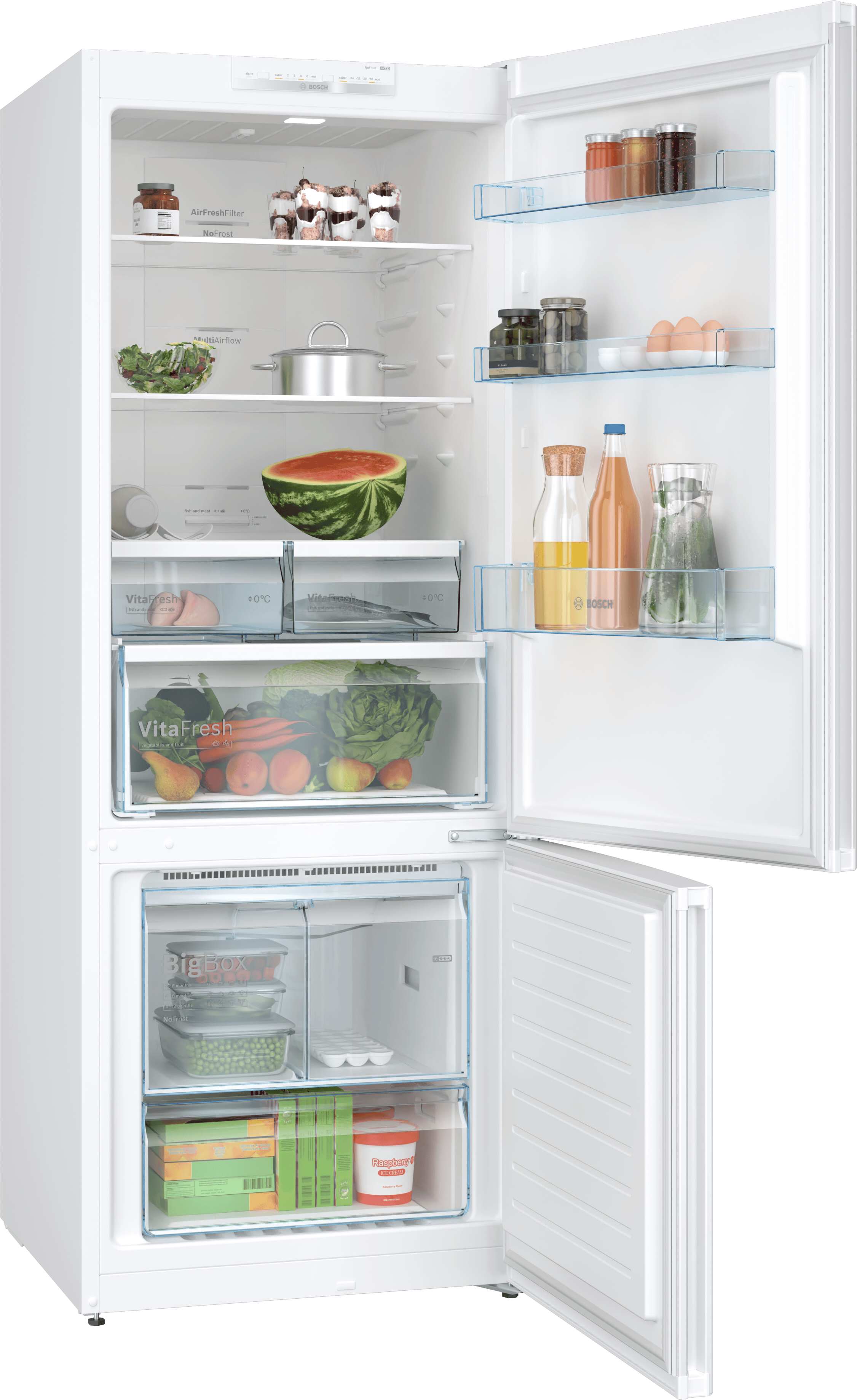 Bosch Serie 4 Alttan Donduruculu Buzdolabı 186 x 70 cm Beyaz, Total No Frost KGN55VWE0N