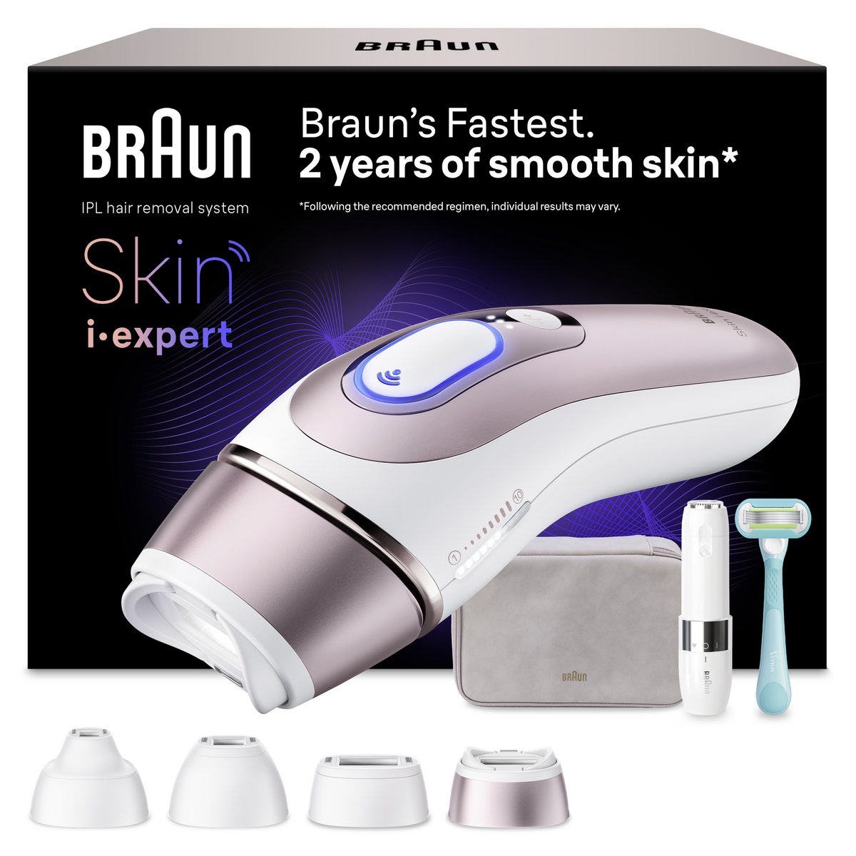 BRAUN PL7432 IPL Skin i·Expert 4 Başlıklı Evde Lazerle Tüy Alma, Mini Tüy Alma Makinesi